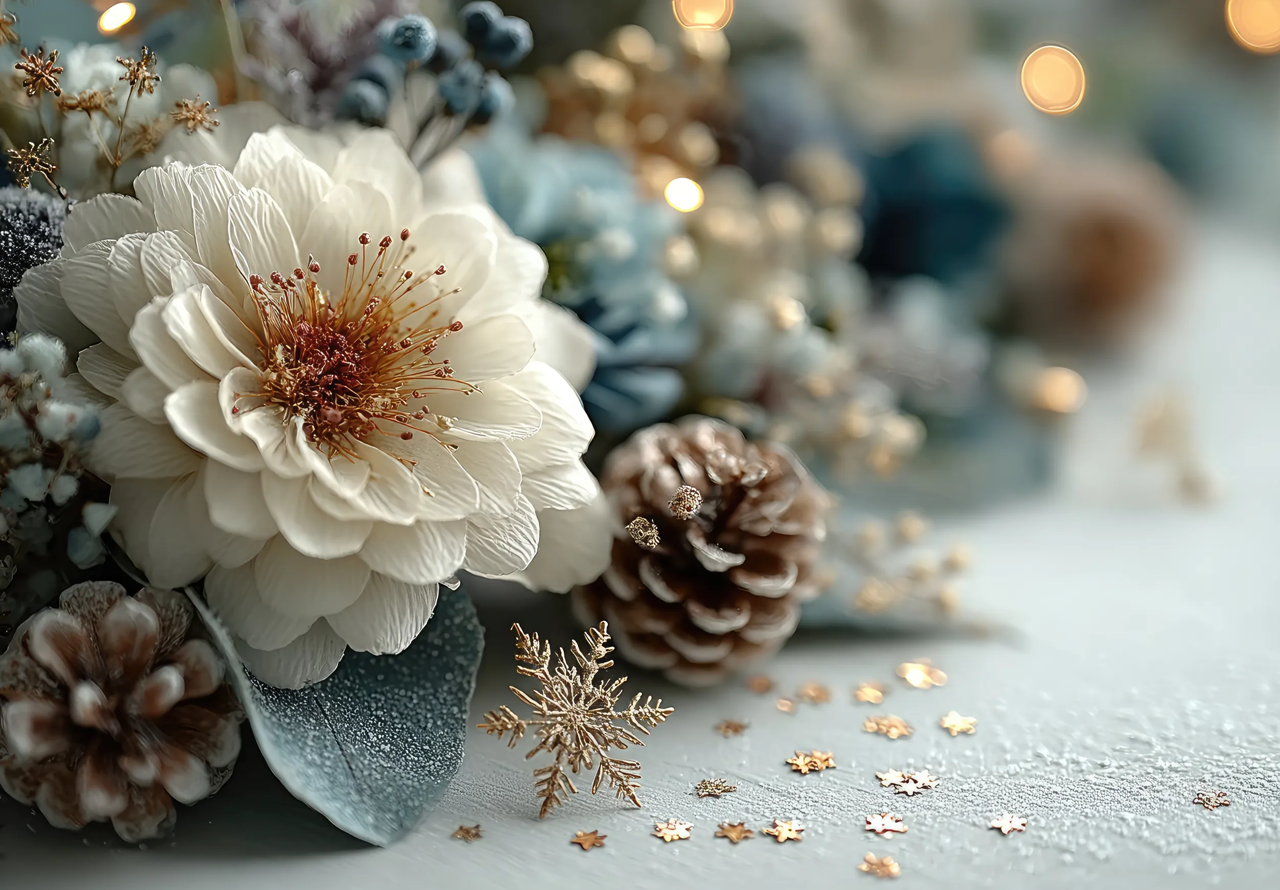 Decorazioni invernali con fiori