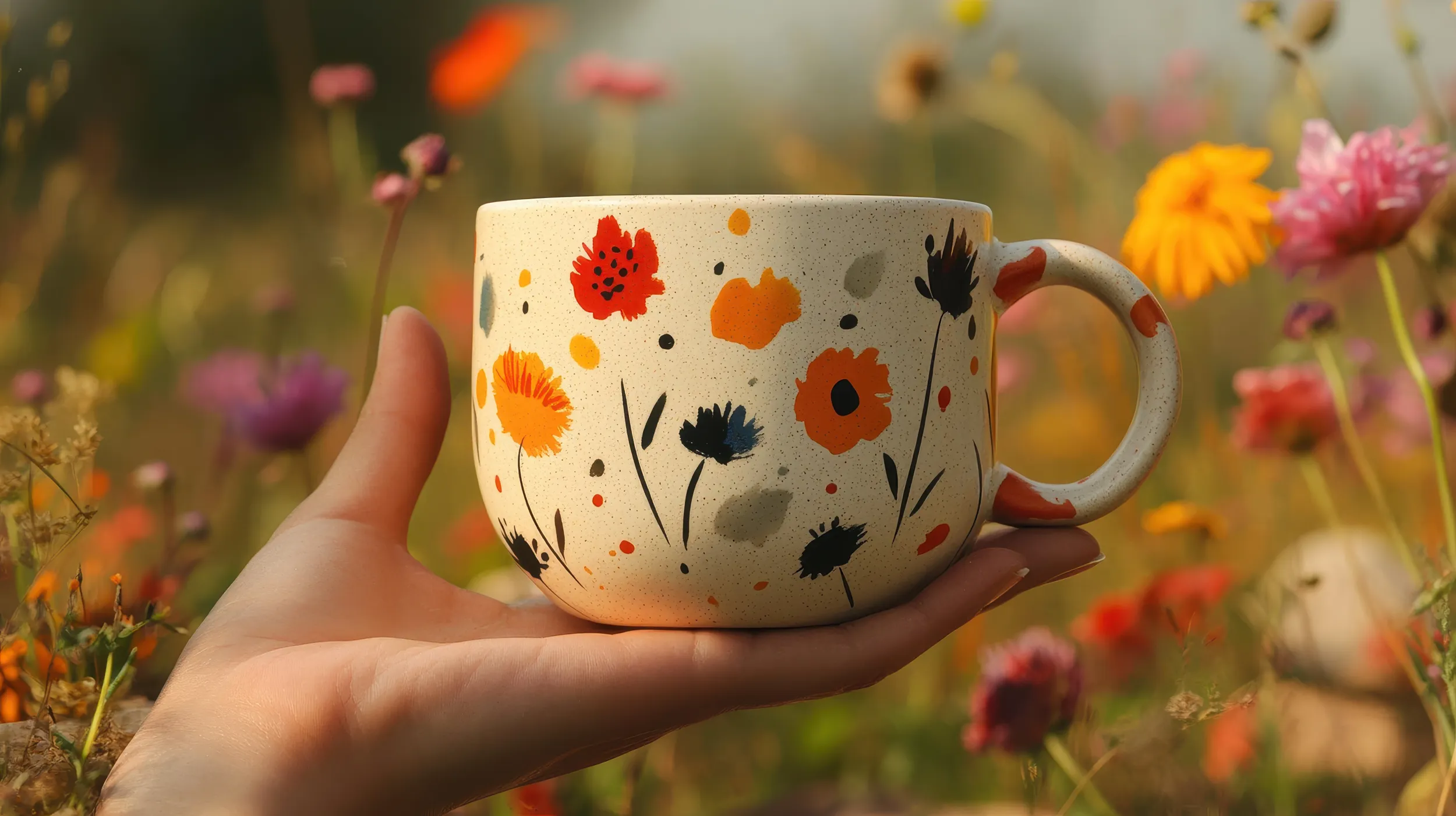Tazza dipinta con motivi floreali