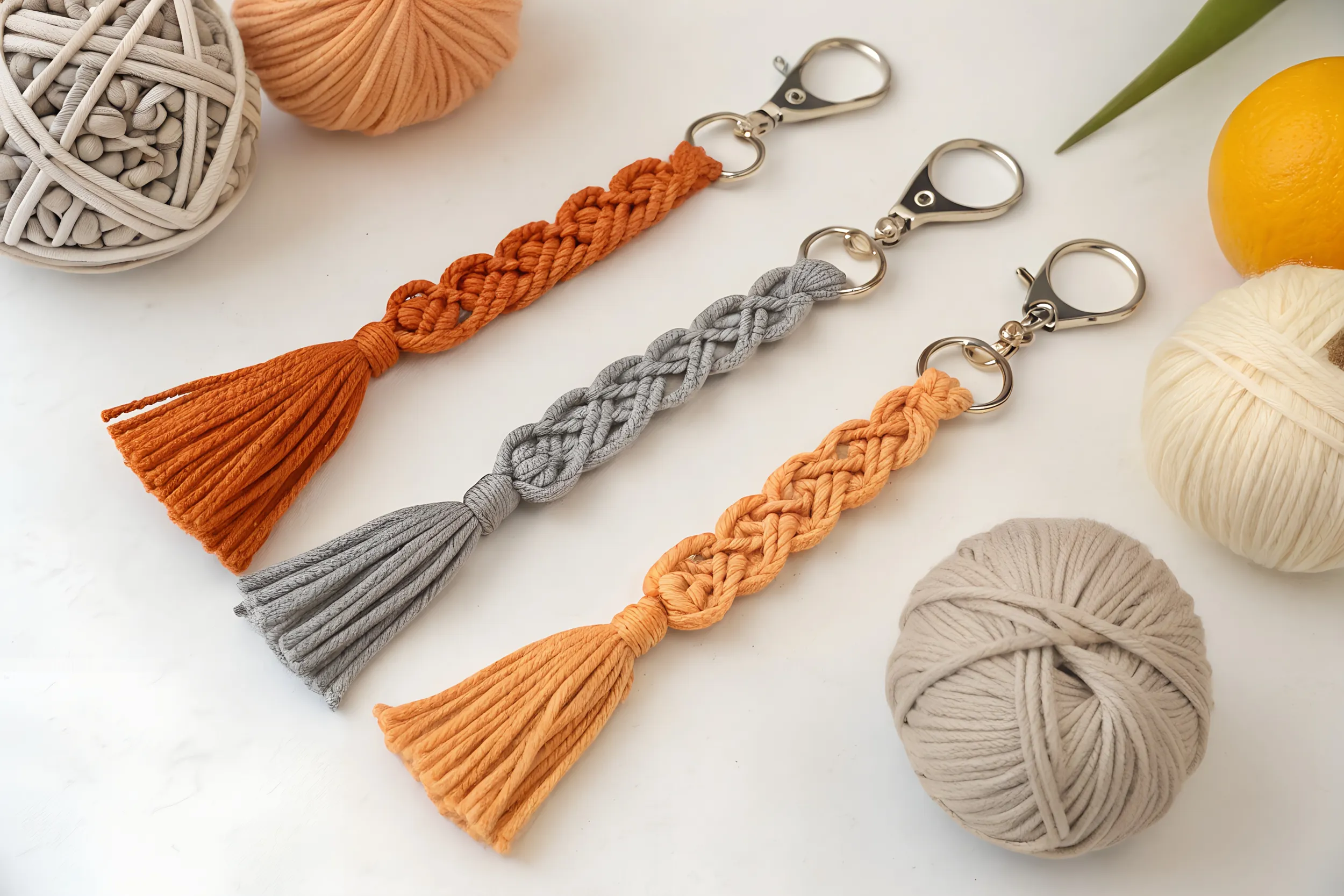 Portachiavi in macramè fatto a mano